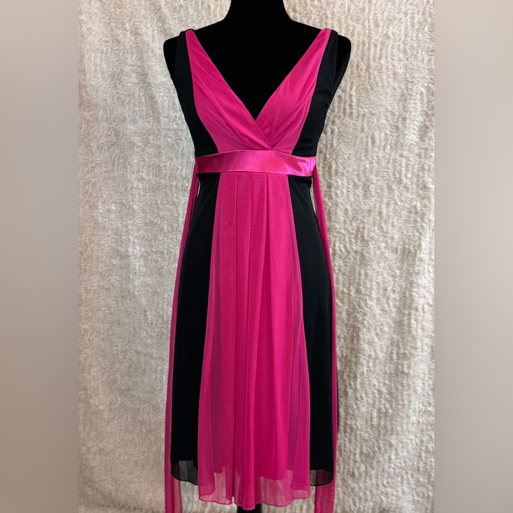 Ruby Rox Vintage Y2K Sz Small Black with Pink Satin Trim Dress A Line Sleeveless